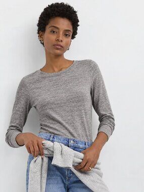 Lou & Grey Essential Modal Crew Neck Long Sleeve Tee Heather Grey Small NWT